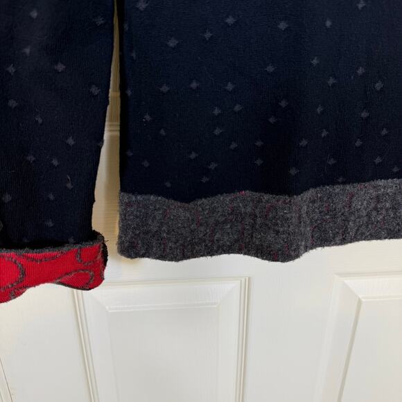 Blue Willi’s Ruffle Collar Cardigan 100% Cotton Polka Dot Knit Size M Artsy Fun - Picture 5 of 7